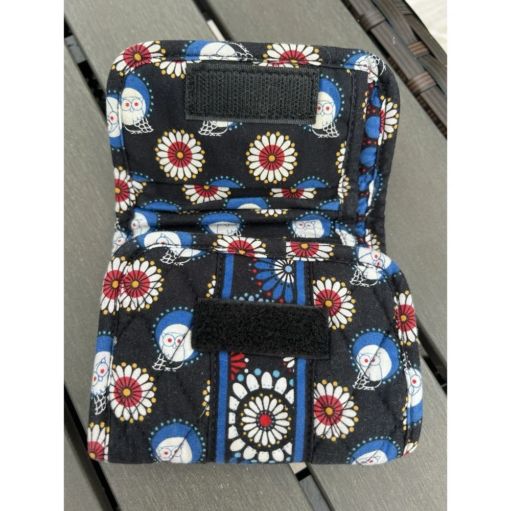 Vera Bradley Trifold Pocket Wallet Compact Coin Purse Night‎ Owl Red White Blue - Picture 8 of 10